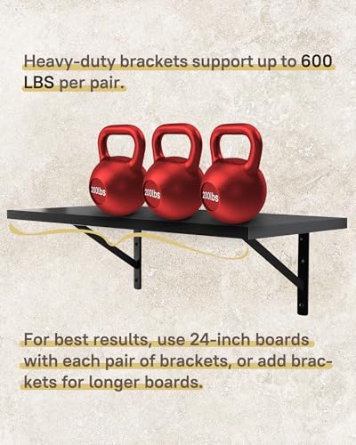 Heavy Duty Shelf Brackets, 12 x 8 Inch Black Metal L Brackets, 10 Pack - color: Black, size: 12 inch x 8 inch-10pcs