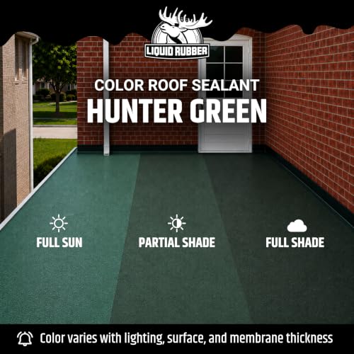 Liquid Rubber Color Roof Sealant - Flat & Metal, Hunter Green, 1 Gallon - color: Hunter Green, size: 1 Gallon