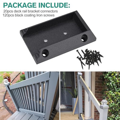 Eapele 20pcs Deck Railing Brackets Connectors for 2x4 Railing Wood Post with 120pcs Wood Screws