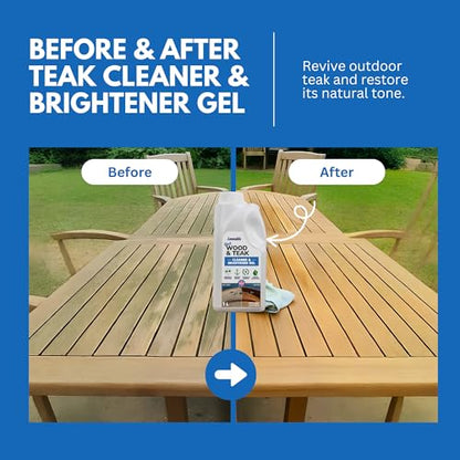 EcoDecors 2-in-1 Teak Cleaner & Brightener Gel, 1L for Outdoor Wood - style: 2 in 1 Teak Cleaner & Brightener Gel