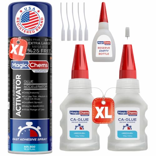 Magic Chems CA Glue with Activator, Cyanoacrylate Adhesive, Acrylic, 1 Pack - size: 1 Pack