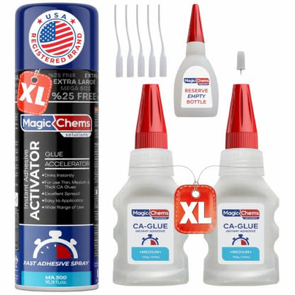 Magic Chems CA Glue with Activator, Cyanoacrylate Adhesive, Acrylic, 1 Pack - size: 1 Pack