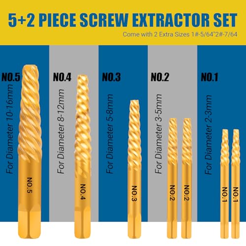 7-Piece Damaged Screw Extractor Set - size: 7 Pieces