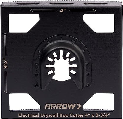 Arrow OSCGB2-1 2 Gang Electrical Box Drywall Cutting Blade for Oscillating Tools, Universal, Fits Most Multitools, Includes Adapter, Makes 4” by 3-3/4” Hole - size: 2-Gang