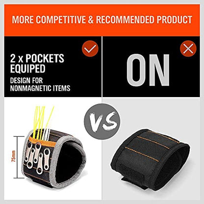 HORUSDY Magnetic Wristband, Stocking Stuffers, Gifts for Men, Premium Tool Belt for Holding Screws Nails Drill Bits with Powerful Magnets, Cool Gadgets, DIY, Valentine’s Day, for Dad - size: Magnetic Wristband & Magnet Stick