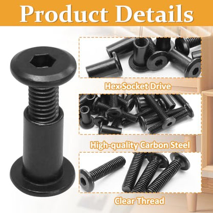 Biaungdo M6x16mm Black Hex Drive Socket Cap Bolt, 15 Sets - color: Black, size: M6x16mm