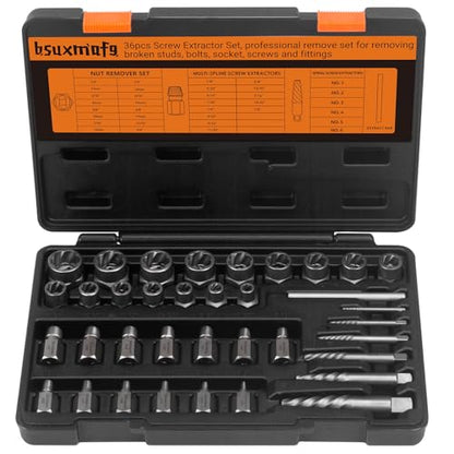 36PCS Bolt Extractor Set, Easy Out Stripped Screw Removal Tool Kit - size: 36 Pieces