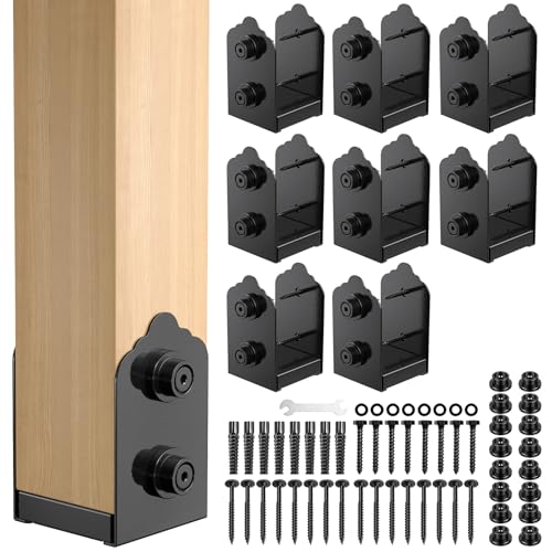 4x4 Post Base, 8Pcs Stainless Steel Adjustable Post Anchor Bracket - size: 4x4