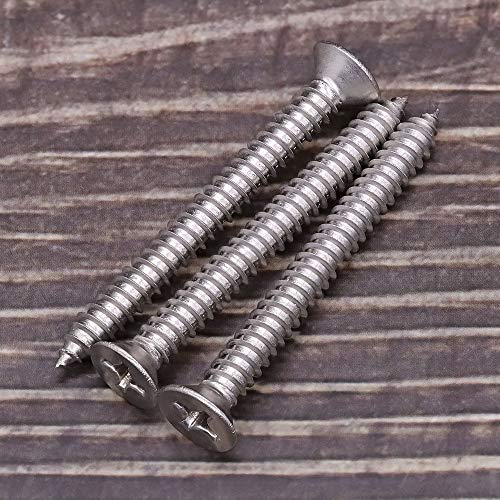 #12 x 2 (25 pcs) Flat Head Sheet Metal Screws, 304 Stainless Steel (18-8), Phillips Drive, Self Tapping, Corrosion Resistant Screws for Wood, Sheet Metal and More - size: #12 x 2"