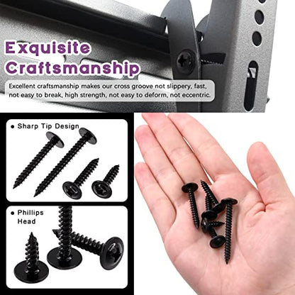 Swpeet 120Pcs #8 x 5/8" Phillips Modified Truss Head Wood Screws Kit, Black Phosphate Zinc Plated Carbon Steel Self Tapping Sheet Metal Screws for Plastic, Wood, Soft Materials - color: Black, size: #8 x 5/8"