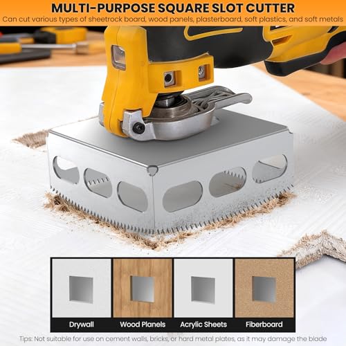 Drywall Outlet Cutter Tool, Square Slot Cutter for Oscillating Tool, Silver - color: Silver