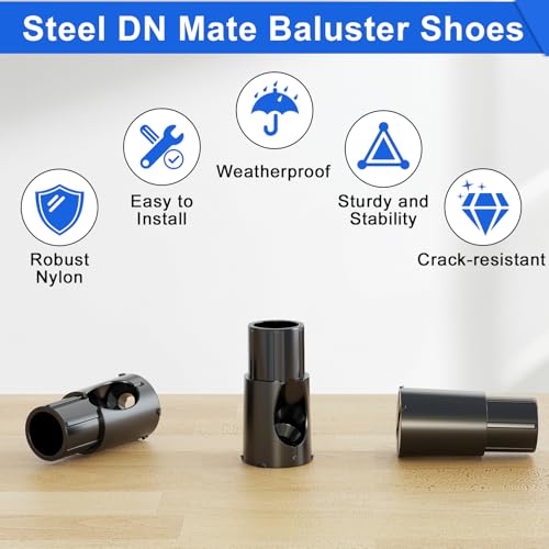 50 Pcs Baluster Connectors for 3/4" OD Round Balusters, Easy to Install Staircase Baluster Shoes with Screws, Durable Railing Connectors for Hollow Deck Balusters, Ideal for Railings Repair BC50 - size: Level Rail