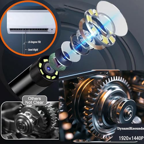 Endoscope Camera with Light, 1920P HD Borescope Camera with 16.4FT Semi-Rigid Snake Cable, 8 LED Lights IP67 Waterproof Inspection Camera for iPhone Android - style: Single-Len