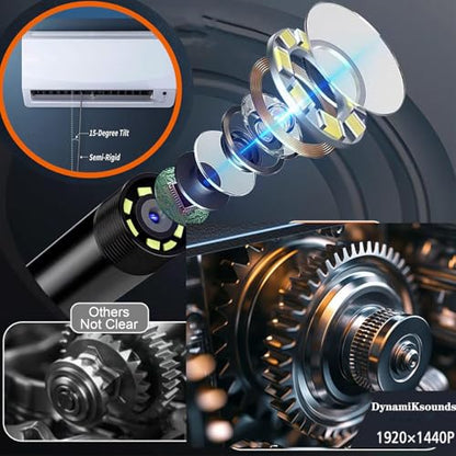 Endoscope Camera with Light, 1920P HD Borescope Camera with 16.4FT Semi-Rigid Snake Cable, 8 LED Lights IP67 Waterproof Inspection Camera for iPhone Android - style: Single-Len