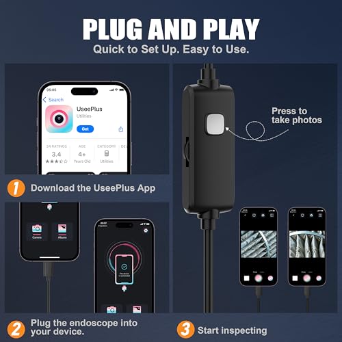 Endoscope Camera with Light, 1920P HD Borescope Inspection Camera