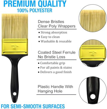 Great Andrew Paint Brushes, 30 PCS 1" 1.5" 2" 3" Flat 1.5" Angled - size: 30 PCS, 1",1.5",2",3"&1.5"A