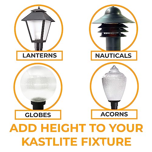 KASTLITE 6" Black Aluminum Stub Post for 3" Pier Mount Adapter Fitting - color: Black, size: 6" Tall