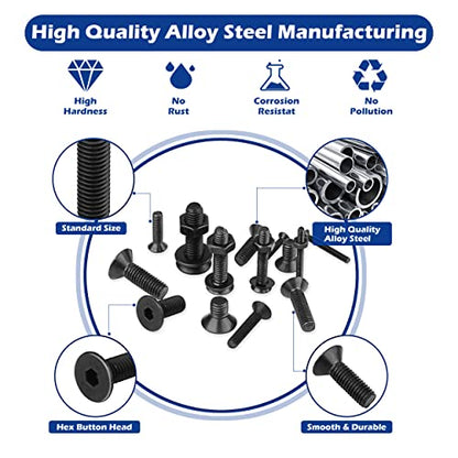 1500Pcs M2 M3 M4 M5 Hex Socket Flat Head Screws Assortment Kit - color: A Black Hex Flat Head Cap Bolts