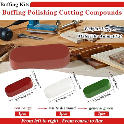 Tnisesm 15Pcs Buffing Wheel Kits,Polishing Wheels Buffing Pads for Drill for Metal Aluminum,Stainless Steel, Chrome, Jewelry, Wood, Plastic, Ceramic, Glass,etc - color: white-15PCS