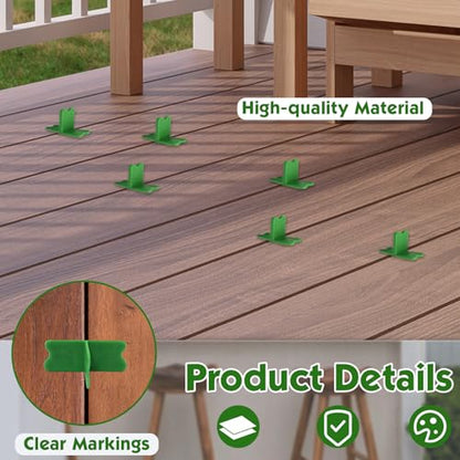 4 Pcs Deck Spacer Green for Pressure Treated Composite Decking - color: Green, size: 4