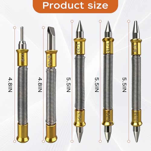 Glieskir 4-Piece Dual-Head Nail Setter, Hinge Pin Punch and Cold Chisel Set