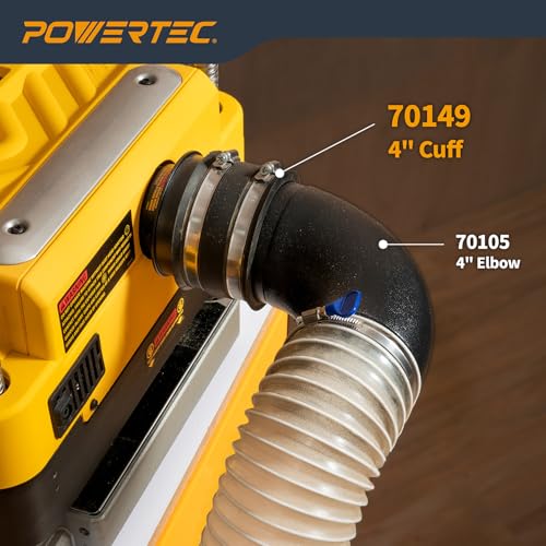 POWERTEC 70149 4 Inch Dust Control Flex Cuff with Steel Hose Clamps, Hose Connector Rubber Cuff Coupler for Woodworking Dust Collection Fittings, Dust Collector Accessories & Machinery, 1 pack - size: 4", 1PK