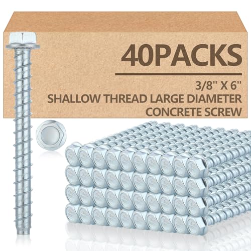 Tandefio 40 Pack 3/8 x 6 Concrete Anchors and Screw Kits Galvanized - size: 3/8" X 6"
