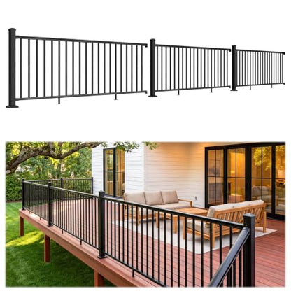 Egadis 3 Pack 36 in x 8 ft Modular Aluminum Porch and Deck Railing Kit - color: Level 8ft - 3Panel 3Post