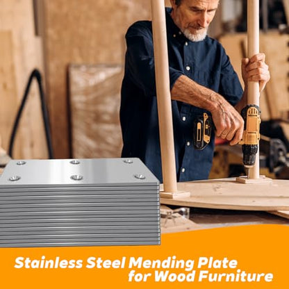 40Pcs Stainless Steel Flat Bracket Mending Plate4 x2 Bracket Joining Plate - size: 40Pack-4Inch