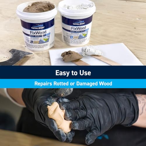 TotalBoat Fixwood | Marine Grade Epoxy Putty | Stainable Paste Filler for Damaged Wood Repair or Replacement - size: 2-Pint Kit