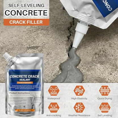 Concrete Crack Filler, Self-Leveling Magic Crack Filler for Concrete, Cement Crack Filler for Driveways, Patio, Sidewalk, Indoor & Outdoor, High Elasticity and Quick-Drying (1PCS,1.1LB)