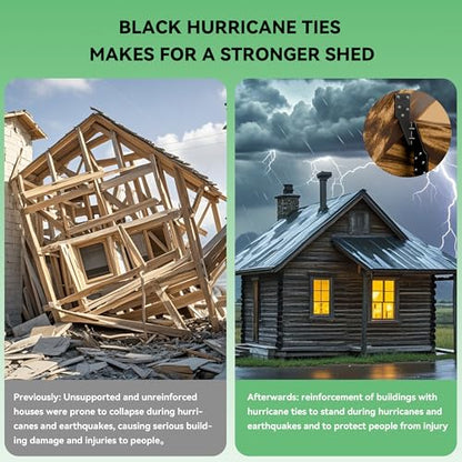 Black Hurricane Ties for Rafters,Hurricane Clips,Hurricane Brackets,Hurricane Straps for Shed,Rafter Hangers,Truss Brackets,Rafter Bracket(Left 25 pcs) - size: 25 Pcs, style: Black Left Hurricane Ties
