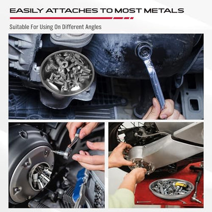 4 Pack Telescoping Magnetic Pickup Tool with 3in 4in 6in Magnetic Parts Trays, Magnet Flexible Spring Stick, Magnet Retrieving Sweeper for Nail, Screws & Metal Debris Workshop Garage - style: 4 Pack - Flexible Bendable & 3 Trays