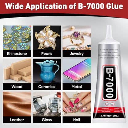 4 PCS 110ml B7000 Rhinestone Glue Clear, Bedazzling Glue for Craft, Jewelry