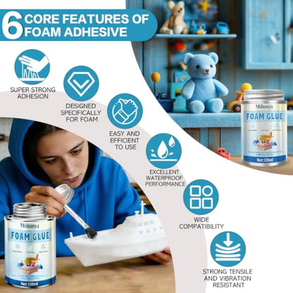 Foam Glue, Strong Adhesion, Quick-Drying, Transparent, Waterproof, Flexible