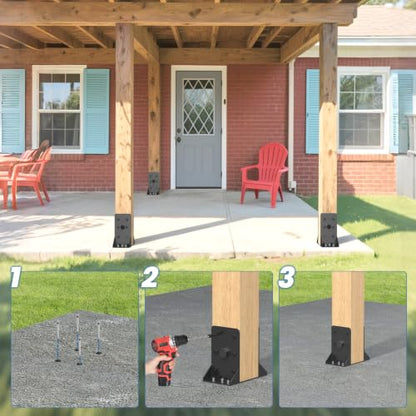 6x6 Post Base 2 Pcs,Inner Size 5.6"x5.6" Post Anchors, - size: 6x6