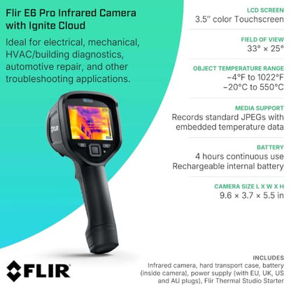 FLIR E6 Pro - Commercial Thermal Imaging Camera with Wi-Fi, High Resolution Infrared Camera with FLIR Ignite Cloud - color: E6 Pro WiFi