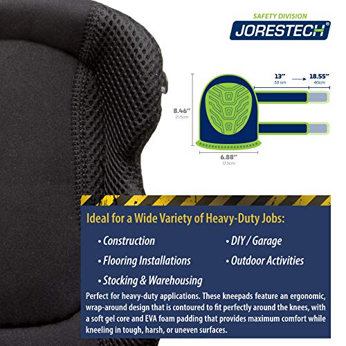 JORESTECH Protective Knee Pads - Gel Filled with Heavy Duty Shell Caps for Work and PPE – (Model S-KP-02-BK)