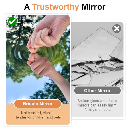 brisafe Ceiling Mirror, 47″ x 47″ x 0.78″ Nano Reflective Strip Mirror - size: 47" x 47"