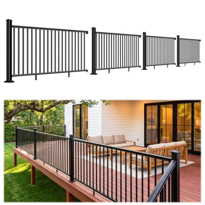 Egadis 4 Pack 36 in x 8 ft Modular Aluminum Porch and Deck Railing Kit - color: Level 8ft - 4Panel 4Post