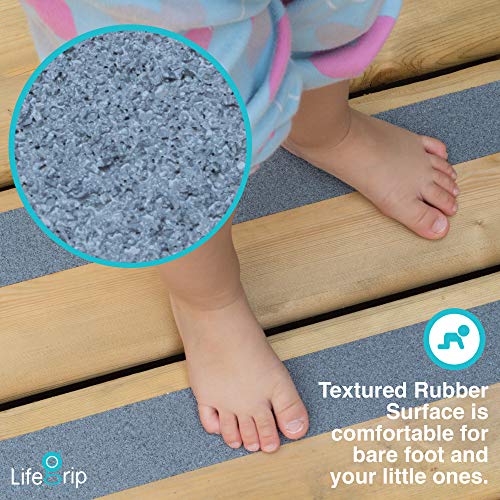 LifeGrip Anti Slip Safety Tape, 2" x15' Textured Rubber Grip Tape, Grey - color: Grey, size: 2" X 15'