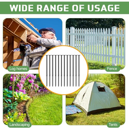 Hicarer 100 Pcs 6 Inch Lag Screws Structural Wood Screws #14 x 6, Heavy Duty Construction Screw Star Drive Timber Screw Bulk, Rust Resistant, Black Coated for Exterior Wood Log Decking Landscaping