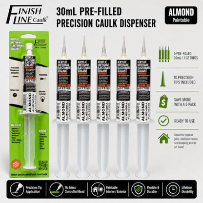 30mL Pre-Filled Precision Caulk Applicator Almond 5-Pack - color: Almond