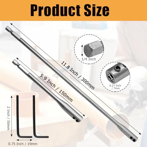 4 Pcs 1/4 Inch Extension Set, 6 And 12 Inch, With Hex Keys