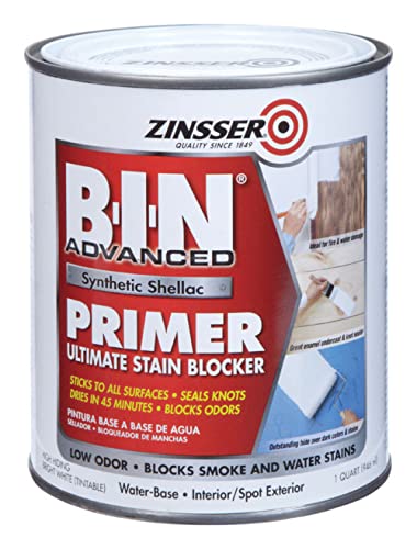 Zinsser PRIMER BIN ADVANCED QT - 1 Quart - Acrylic - Matte - Low Odor - 250 sq ft/quart - Interior/Exterior - 4 Count - Water Resistant