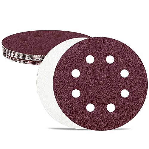 Utoolmart 10pcs 7 Inch 8 Hole Hook and Loop Sanding Disc 1500Grit Flocking Sandpaper for Random Orbit Sander - size: 1500 Grit