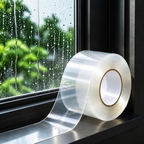 2”×98.4Ft Clear Window Weather Sealing Tape, 20 mils Thick No Residue - size: 2”×98.4Ft
