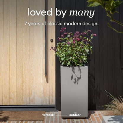 Veradek Block Series Pedestal Planter - Tall Rectangular Outdoor Planter - color: Gray, size: 26"H x 13.5"W - 2 Pack