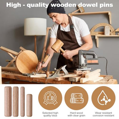 100Pcs Wooden Dowel Pins Kit 5/16" x 3-5/32 Inch Small Fluted Wood Dowels Pegs Hardwood Pin for Furniture Woodworking Crafts, Furniture, Door, DIY - size: 8mm x 80mm - 100PCS