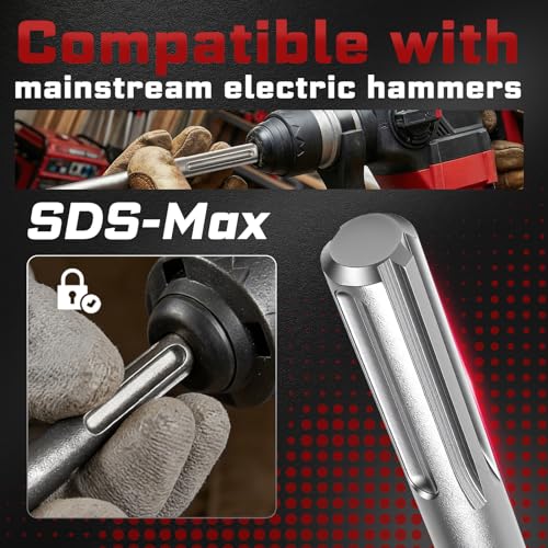 GEINXURN SDS MAX Chisels, 1 PC 1.6inx12in Self-Sharpening Tile Chisel, 40Cr Steel 25° Cranked Bent Chisel for Cinder Block, Concrete, Brick, Mortar, Masonry - color: 1 Pc Sds Max Bent Chisel